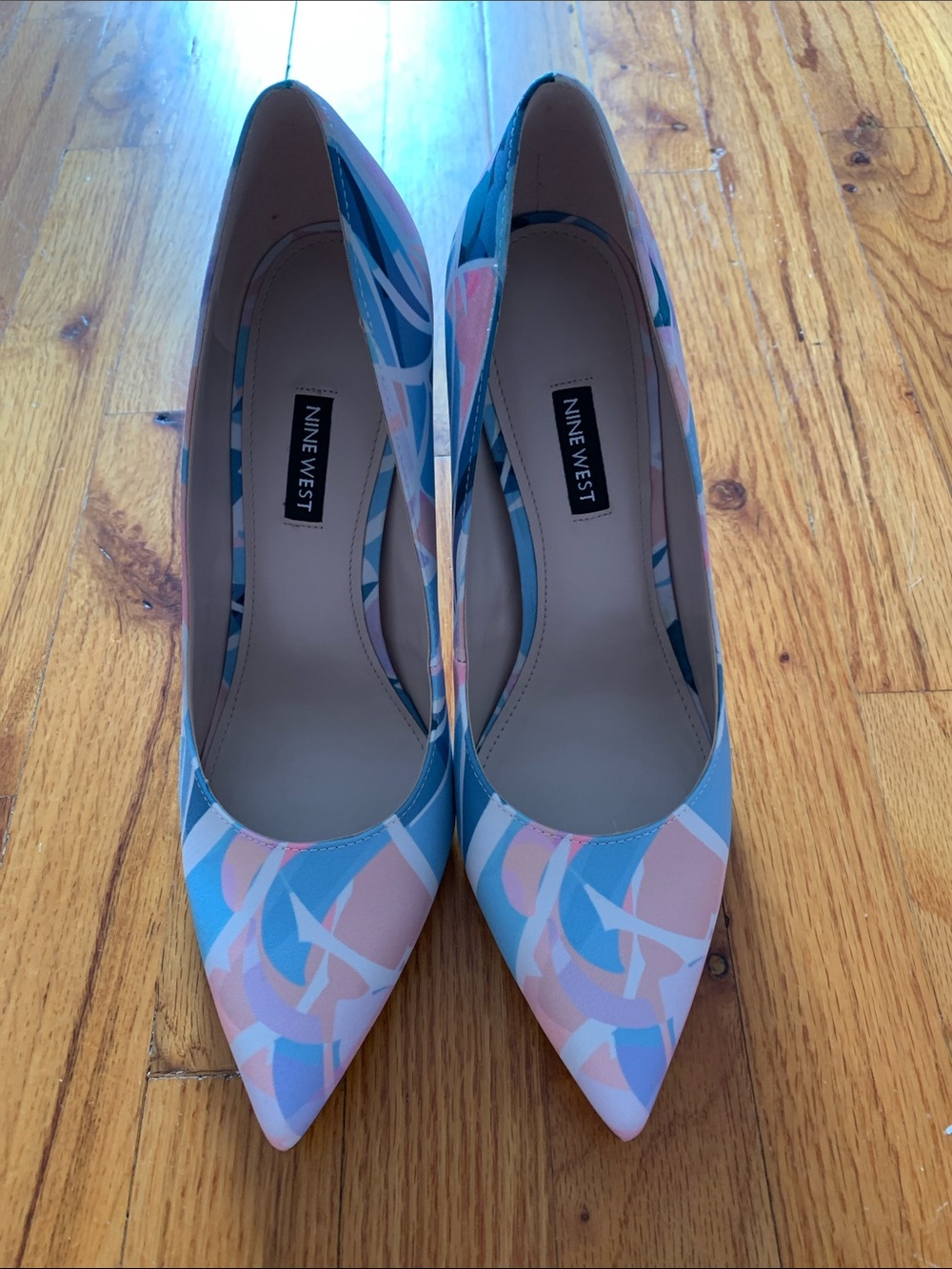 Nine West Pastel Blue & Pink Abstract Pointed-Toe Pumps